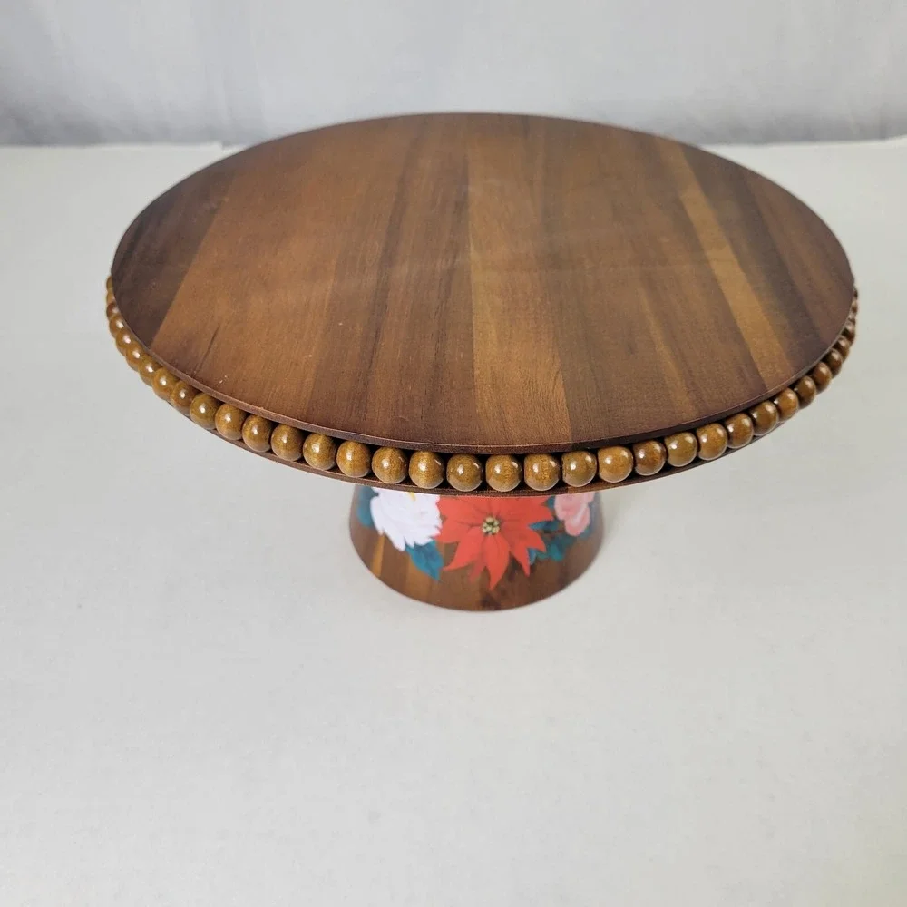 The‎ Pioneer Woman Wishful Winter Beaded Acacia Wood Cake Stand